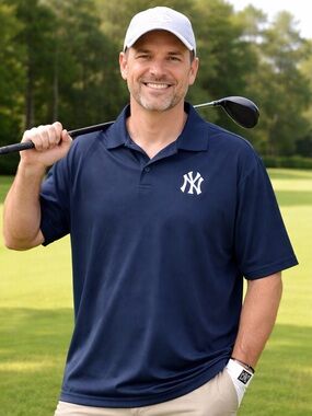 Antigua New York Yankees Golf Polo Shirt XL MLB Navy NY Embroidered Baseball